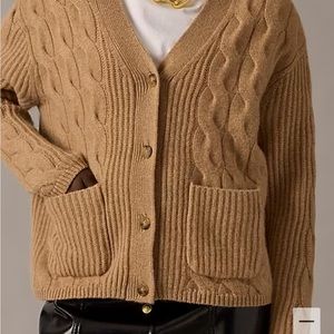 Collection cashmere cable-knit V-neck cardigan sweater
